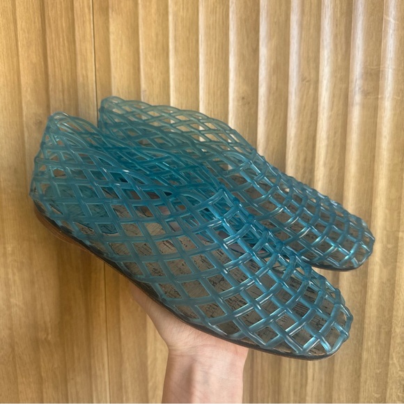 THE ROW Blue Mara Jelly Flat Slip On Sandal Shoes - Picture 2 of 9